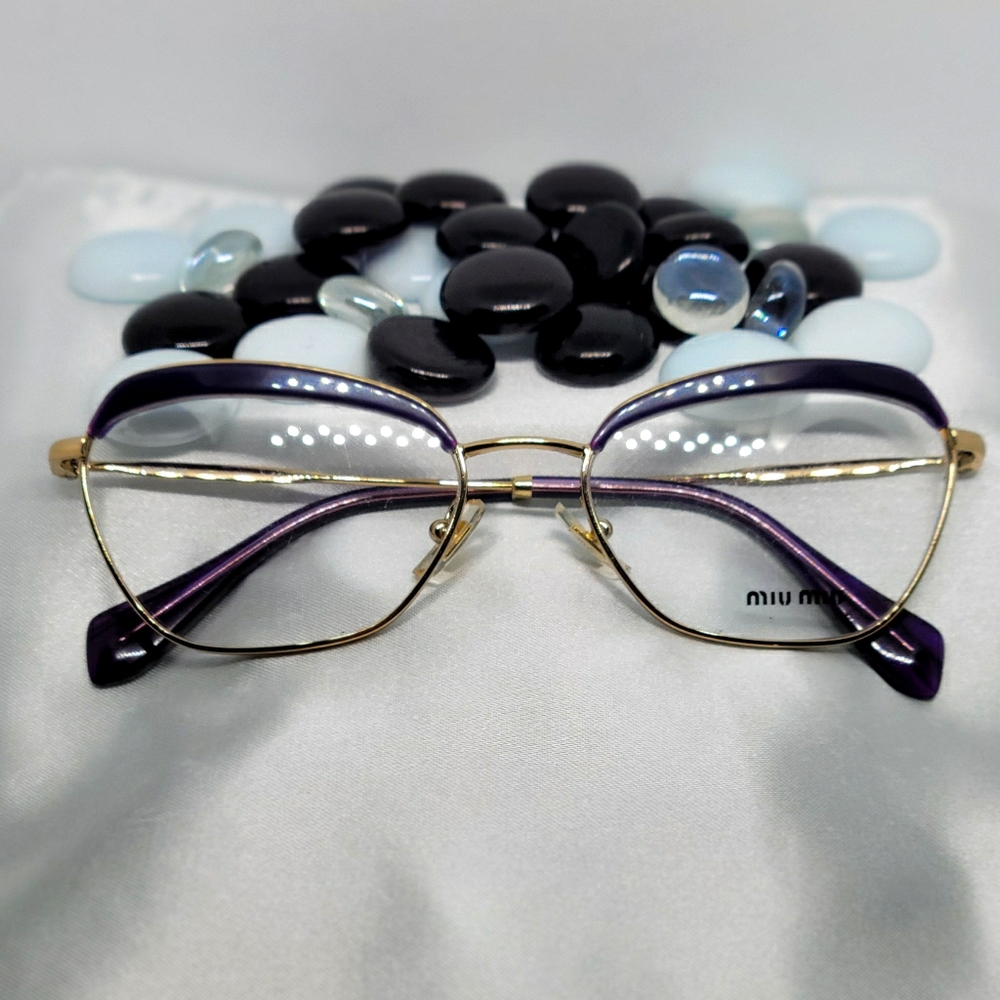 Miu Miu Gold and Dark Purple Glasses
